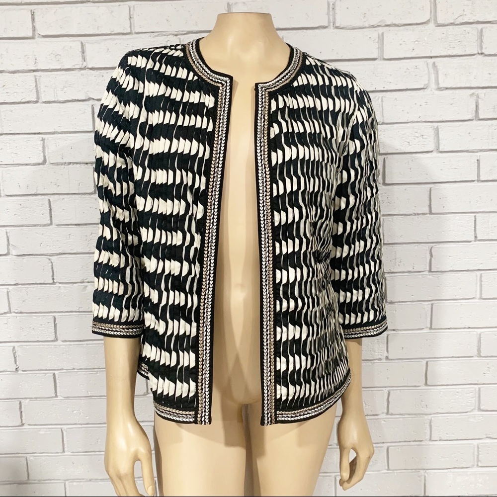 Chico’s Travelers Pleated Open Front Blazer